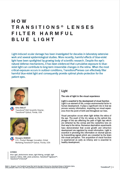 How Transitions lenses filter harmful blue light