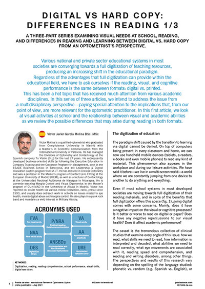 Subjective Refraction: A new vectorial method for determining the cylinder 1/3 pdv digital vs hard copy part 1